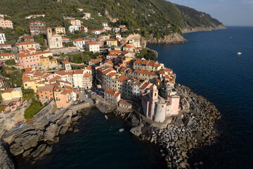 Naklejka premium Aerial view of the Ligurian village of Tellaro