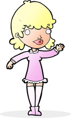 cartoon woman waving