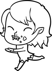 cartoon vampire girl with blood on cheek
