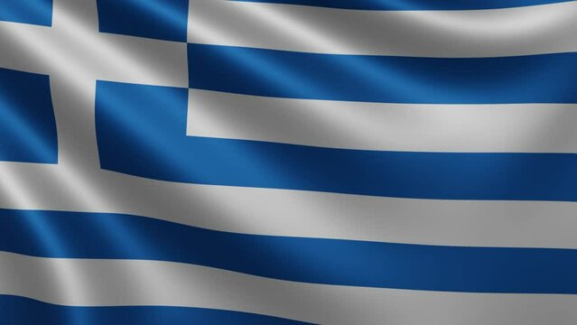 Greece flag fluttering in the wind close up, Greece national flag fluttering in 3d, Greek flag in 4k resolution, Greece flag fluttering close up 3d. High quality 4k footage