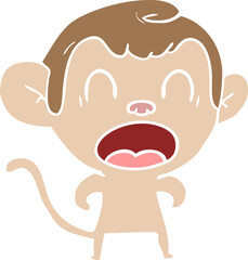 shouting flat color style cartoon monkey