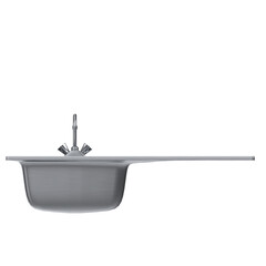 3d rendering illustration of a kitchen sink with drainboard