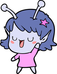 happy alien girl cartoon