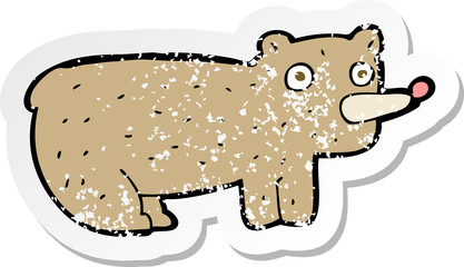 retro distressed sticker of a funny cartoon bear