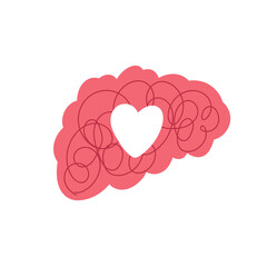 Harmony of heart and mind. Brain and heart together. Flat vector illustration.