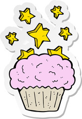 sticker of a cartoon magical cupcake