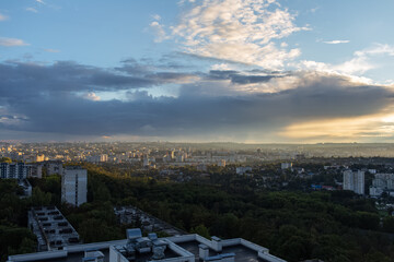 Simple landscape of Chisinau city, Moldova in sunny day.