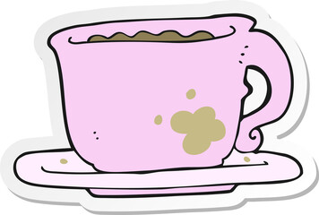 Naklejka premium sticker of a cartoon cup of coffee