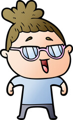 Fototapeta premium cartoon happy woman wearing spectacles