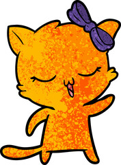 cartoon cat with bow on head