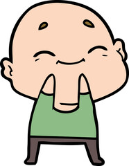 cartoon happy bald man