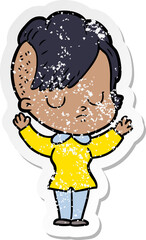 distressed sticker of a cartoon woman