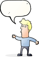 cartoon surprised man with speech bubble