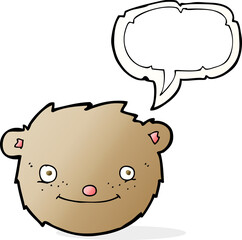 cartoon teddy bear head with speech bubble