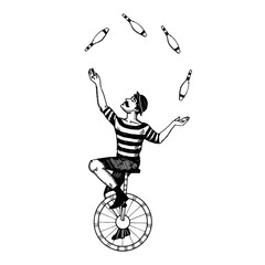 Circus juggler engraving PNG illustration with transparent background - obrazy, fototapety, plakaty