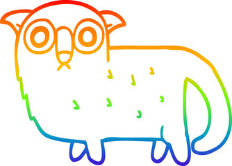 rainbow gradient line drawing of a cartoon funny cat