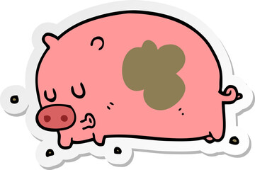 sticker of a cute cartoon pig