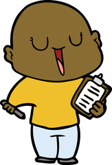 happy cartoon bald man