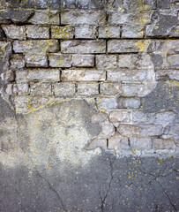 Stara zabrudzona ściana, Tekstura, odcienie szarości. Tynk strukturalny, zabytek