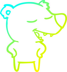cold gradient line drawing of a cartoon bear