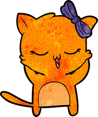 cartoon cat with bow on head