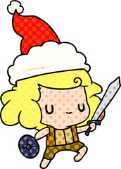 hand drawn christmas cartoon of kawaii boy