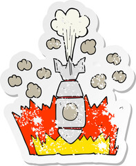 retro distressed sticker of a cartoon falling bomb