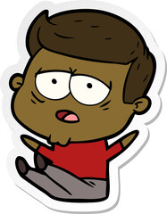 Obraz premium sticker of a cartoon tired man