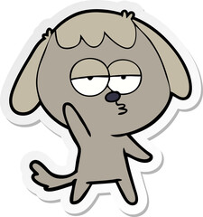 sticker of a cartoon bored dog