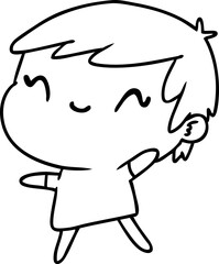 line drawing illustration of a cute kawaii girl