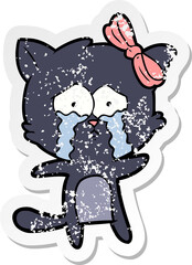 distressed sticker of a cartoon cat
