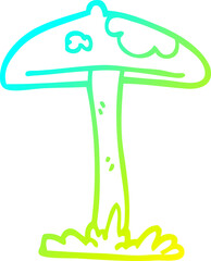 cold gradient line drawing of a cartoon mushroom