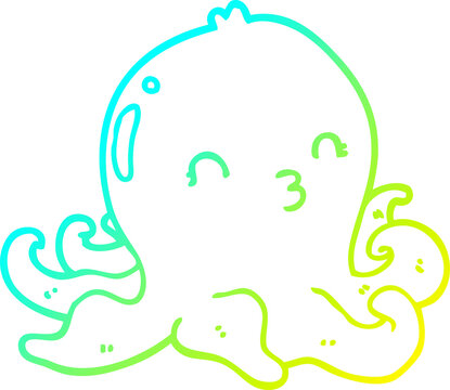 recommend clip art: cold gradient line drawing of a cartoon octopus