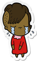 sticker of a cartoon crying girl