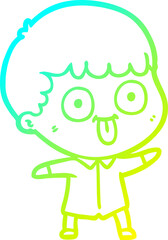 cold gradient line drawing of a cartoon man staring