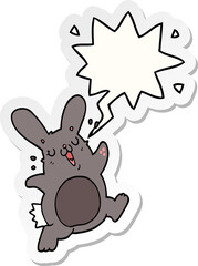 Obraz na płótnie Canvas cartoon rabbit with speech bubble sticker