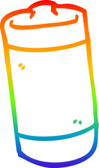 rainbow gradient line drawing of a cartoon battery