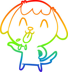 rainbow gradient line drawing of a cute cartoon dog