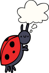 Obraz premium cartoon ladybug with thought bubble