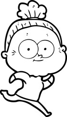 Obraz premium cartoon happy old woman