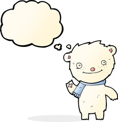 cartoon cute polar bear with thought bubble