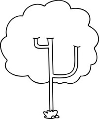 line drawing quirky cartoon tree