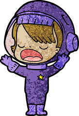 cartoon astronaut girl talking