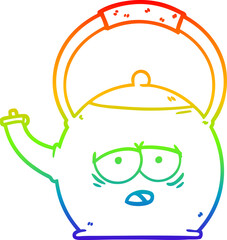rainbow gradient line drawing of a cartoon kettle