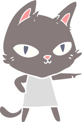 flat color style cartoon cat staring