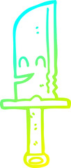 cold gradient line drawing of a cartoon knife