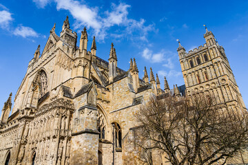Fototapeta premium Exeter, Devon, England, UK: Exeter Cathedral; the Cathedral Church of Saint Peter in Exeter; the medieval gothic Cathedral of Exeter