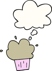 cartoon cupcake with thought bubble
