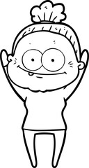 cartoon happy old woman