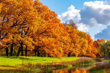 Naklejka premium Catherine park in autumn foliage, Pushkin, Saint Petersburg, Russia